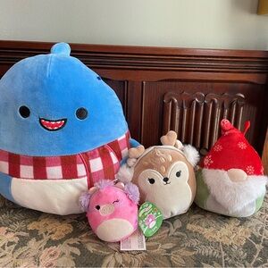 4 Squishmallows Soft Holiday Plush